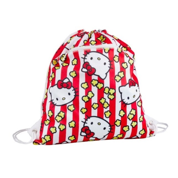 Universal Studios Hello Kitty Popcorn Drawstring Cinch Tote Backpack - Picture 1 of 6